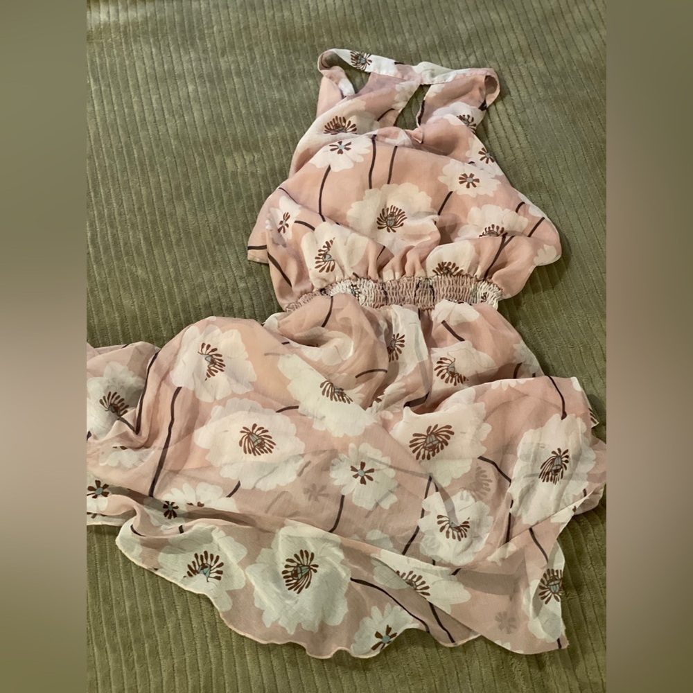 Amaryllis Pink Ruffled Tiered Halter Sundress